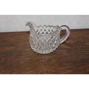 Vintage Glass Creamer – Diamond Design Creamer Pitcher Jug